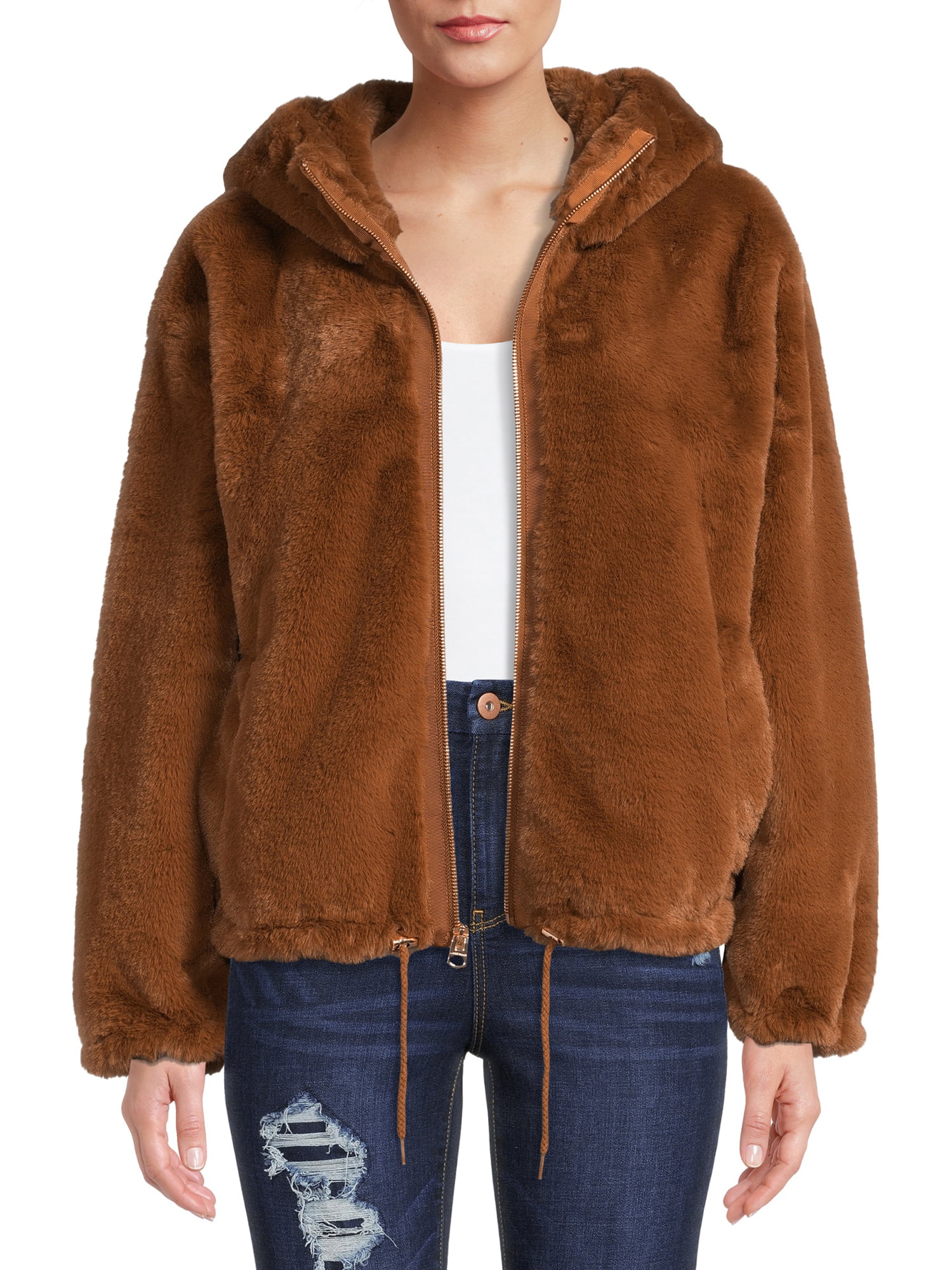 Lucky Brand Women's Faux Fur Hooded Jacket 