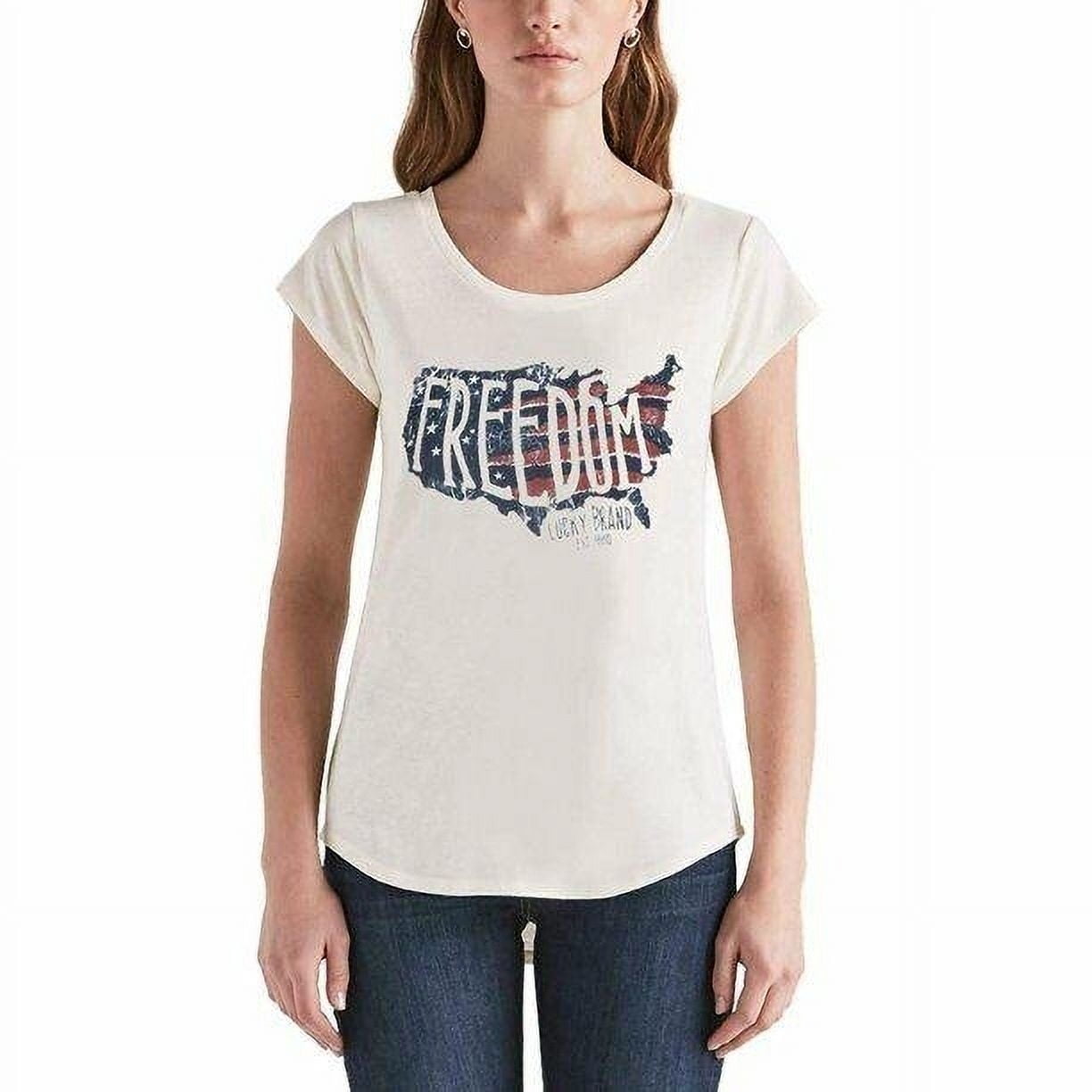Lucky Brand Women's Graphic Tee, Freedom White, XL New with box