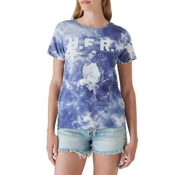 Lucky Brand Women's H.E.R. Blue Classic Crewneck Graphic Print T-Shirt-Blue / M