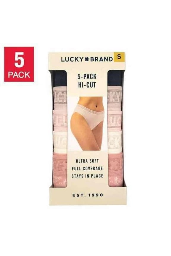 Women's 5-Pack Ultra Soft High Cut Panties Size: S, Color: Pink