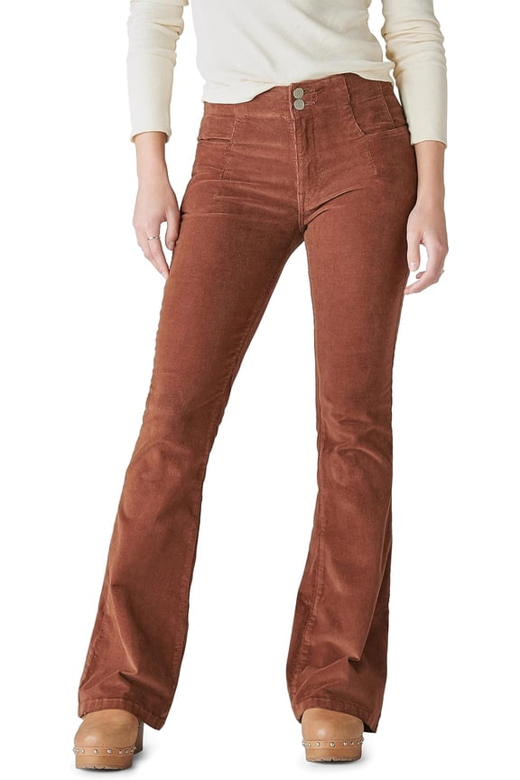 Womens Stevie High Rise Flare Casual Corduroy Pants, Brown, 0