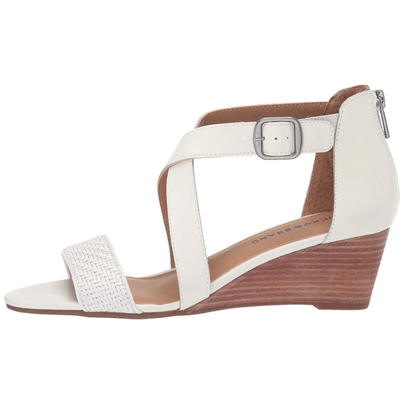 Lucky Brand Women's Jenley2 Leather Open Toe Memory Foam Wedge Sandal