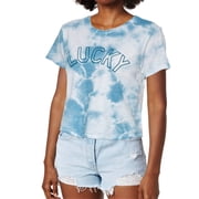 Lucky Brand Womens Lucky Graphic Print Soft Cotton Crop T-Shirt Top