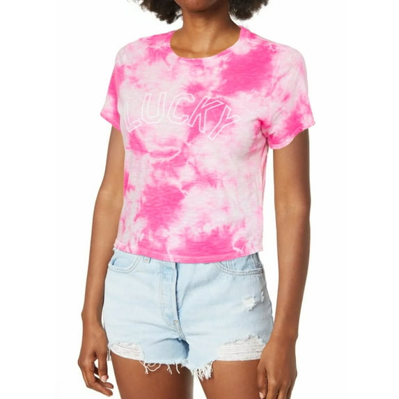 Lucky Brand Women's Lucky Graphic Print Soft Cotton Crop T-Shirt Top