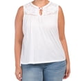 thumbnail image 1 of Lucky Brand Women's Plus Front Yoke Embroidery Lightweight Cotton Sleeveless Blouse Top, 1 of 4