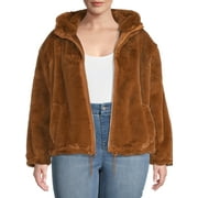 Lucky Brand Women's Plus Size Faux Fur Hooded Jacket