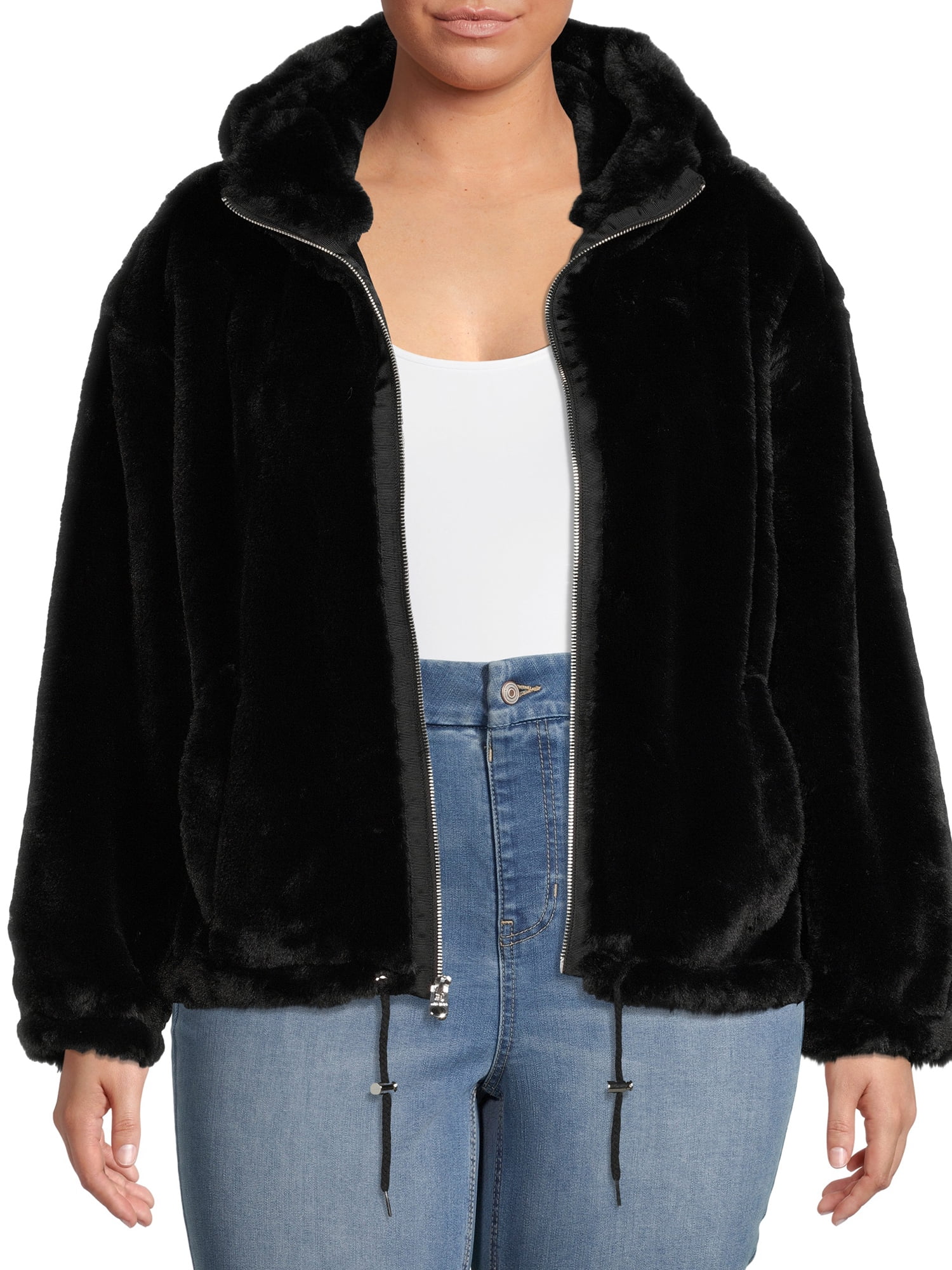 Lucky Brand Women's Size Faux Fur Hooded - Walmart.com