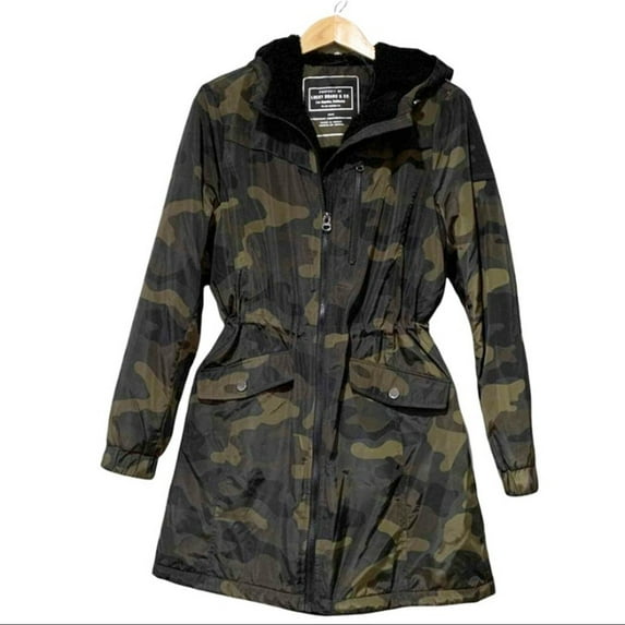 Lucky Brand Women's Sherpa Lined Camouflage Hooded Coat Jacket (Camo, M)