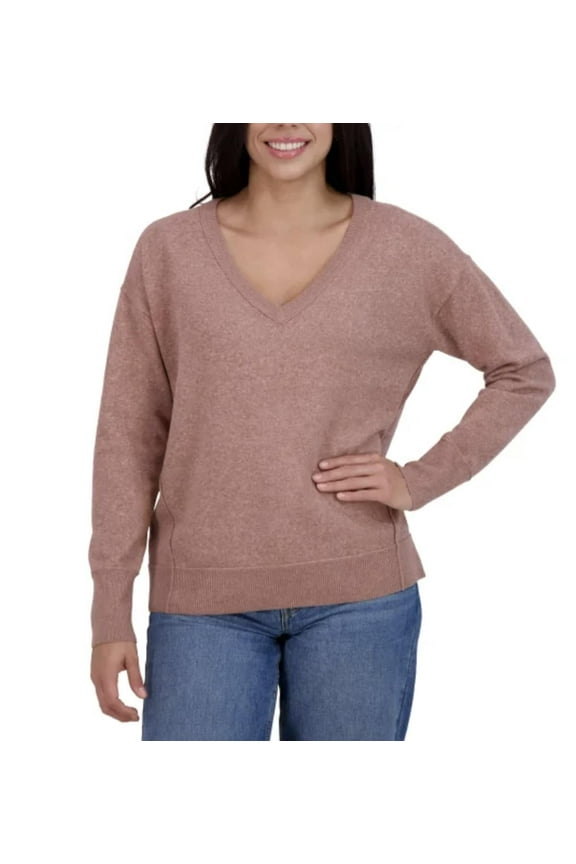 Women's Soft Long Sleeve V-Neck Sweater (US, Alpha, XX-Large, Regular, Regular, Cognac (Pink))