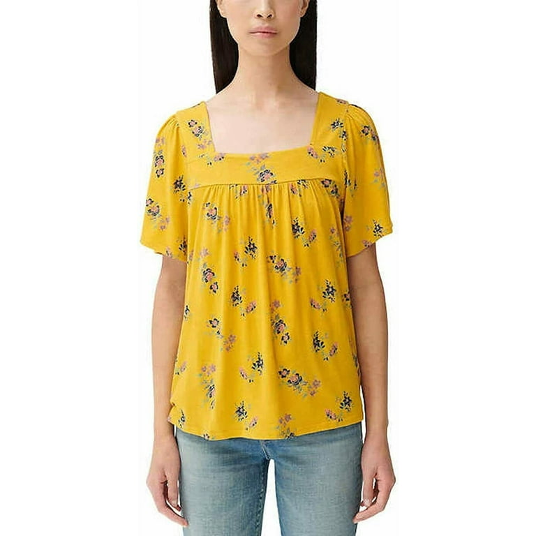 Lucky Brand Women's Square Neck Floral Short Sleeve Shirt, Variety