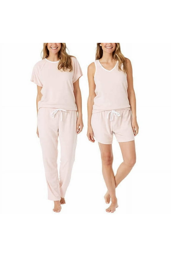 Women's Terry Set 4-Piece Pajama (Blue Iris, X-Small)