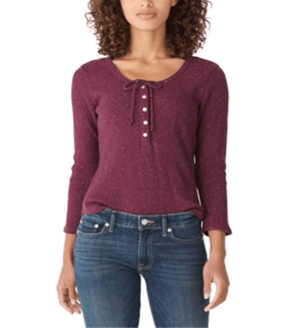 Lucky Brand Women's Thermal Henley Red Size X-Small 