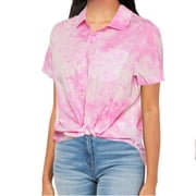 Lucky Brand Womens Tie Dye Print Cotton Button Down Tie Front Shirt