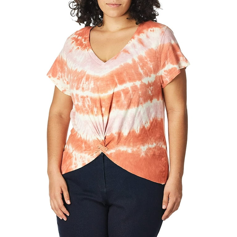 Lucky Brand Women's Twist Front T-Shirt Orange Size Small