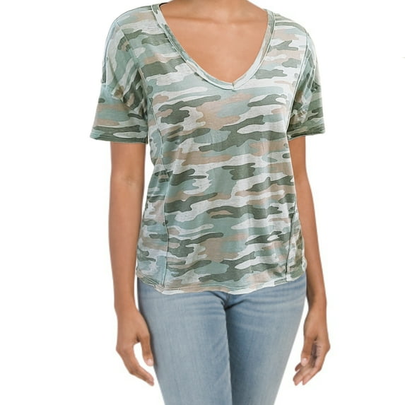 Lucky Brand Women's Ultra Soft Lightweight Cotton Blend Camo Print T-Shirt Top