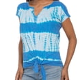 thumbnail image 1 of Lucky Brand Women's Ultra Soft Lightweight Cotton Blend Tie-Dye Print Tie Front T-Shirt Top, 1 of 2