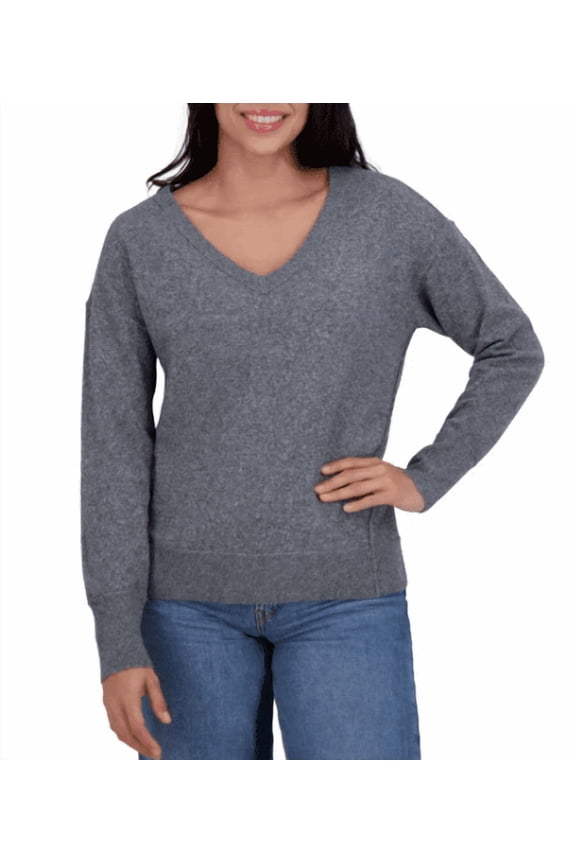 Women's V-Neck Sweater Gray XS