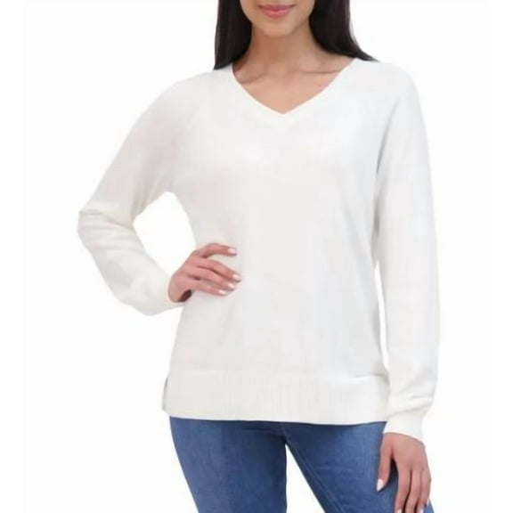 Lucky Brand Women's V-Neck Sweater, Long Sleeves, Side Slits, Cotton Blend (1721756)