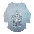 thumbnail image 1 of Lucky Brand Womens 3/4 Sleeve Scoop Neck Graphic Tee Shirt ,  Blue Rose, Size M, 1 of 1