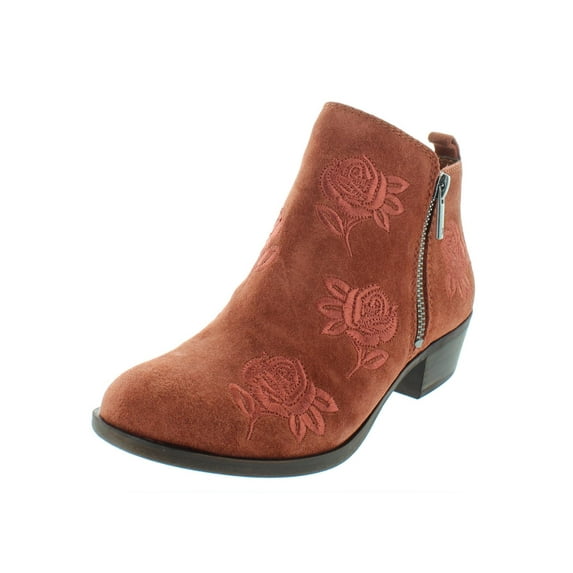 Lucky Brand Womens Basel Suede Block Heel Booties Tan 5.5 Medium (B,M)