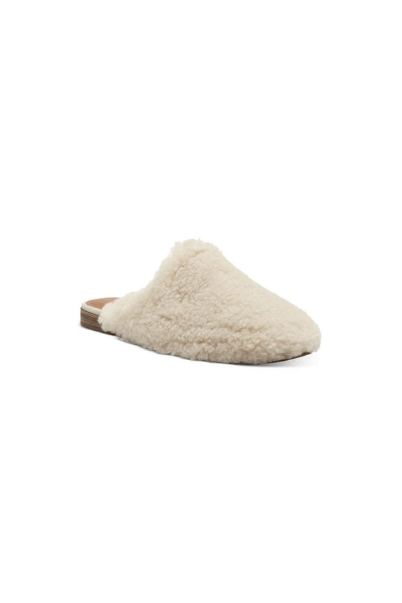 Womens Colliey Plush Slipper Mules, NATURAL, Size 7.0