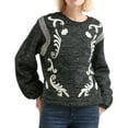thumbnail image 1 of Lucky Brand Womens Embroidered Pullover Sweater, Black, Small, 1 of 1