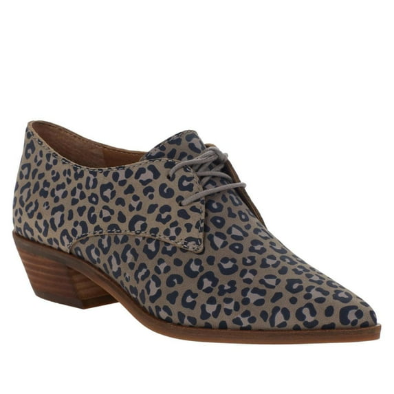 Lucky Brand Womens Erreka Leather Animal Print Oxfords Taupe 6 Medium (B,M)