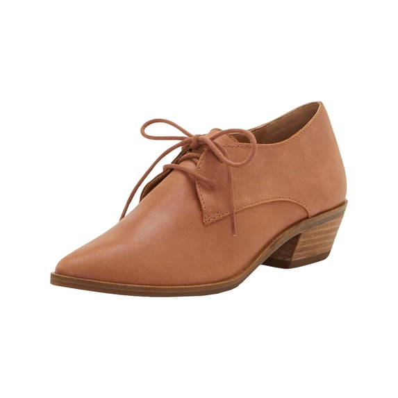Lucky Brand Womens Erreka Leather Pebbled Oxfords Brown 9 Medium (B,M)