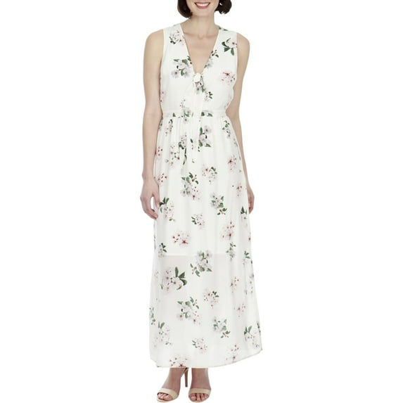 LUCKY BRAND $129 Womens New 1486 Ivory Floral Keyhole Maxi Sheath Dress XL B+B