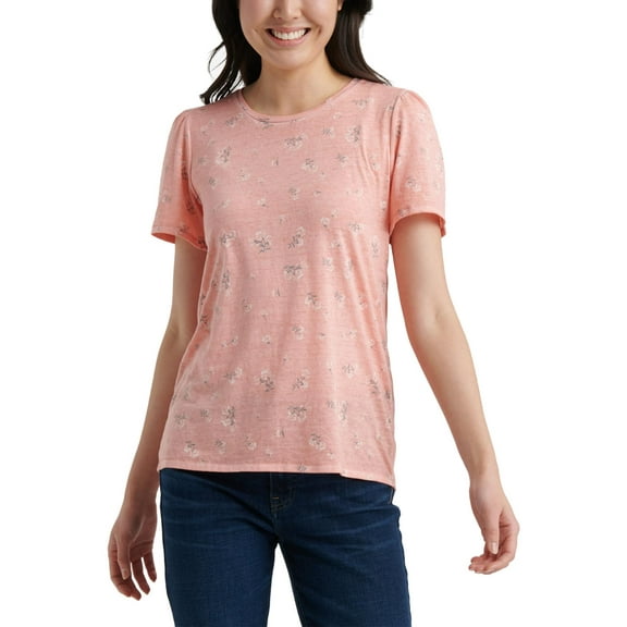 Lucky Brand Womens Floral Scoop-Neck Top