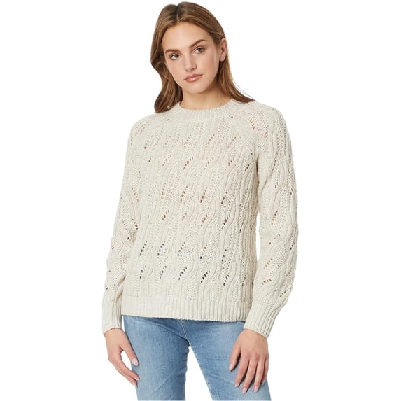 Lucky Brand Womens Glitter Cable Knit Pullover Sweater, White, XX-Large