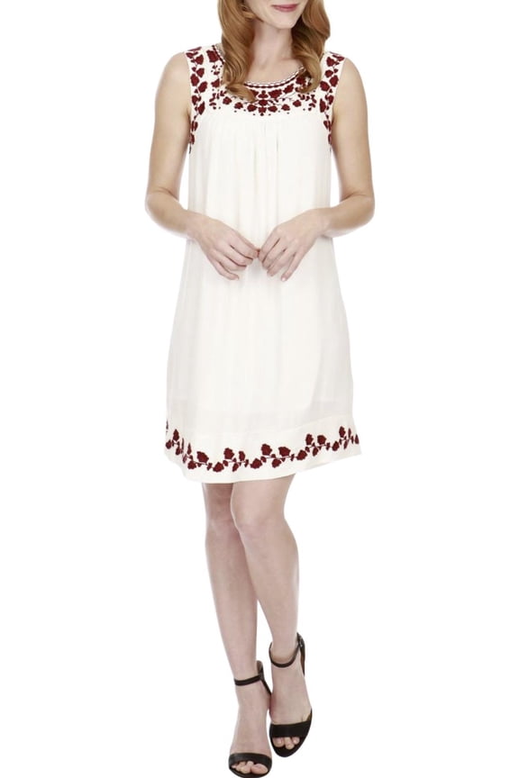 Womens Hannah Embroidered Shift Casual Dress White M