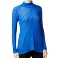 thumbnail image 1 of Lucky Brand Womens Hi-Lo Turtleneck Knit Sweater, Blue, X-Small, 1 of 3