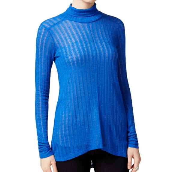 Lucky Brand Womens Hi-Lo Turtleneck Knit Sweater, Blue, X-Small