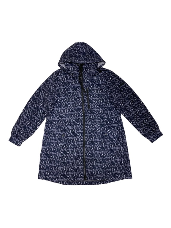 Womens Hooded Raincoat,Leopard,X-Small