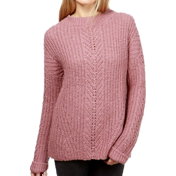 Lucky Brand Womens Knitted Pullover Sweater, Pink, Small