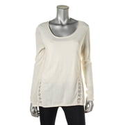 Lucky Brand Womens Lace Inset Knit Raw Hem Casual Top