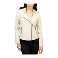 thumbnail image 1 of Lucky Brand Womens Leather Motorcycle Jacket, Beige, Large, 1 of 1