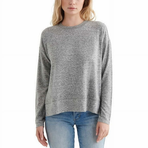Lucky Brand Womens Long Sleeves Cozy Crewneck Sweatshirt,Heather Grey,Small/Petite