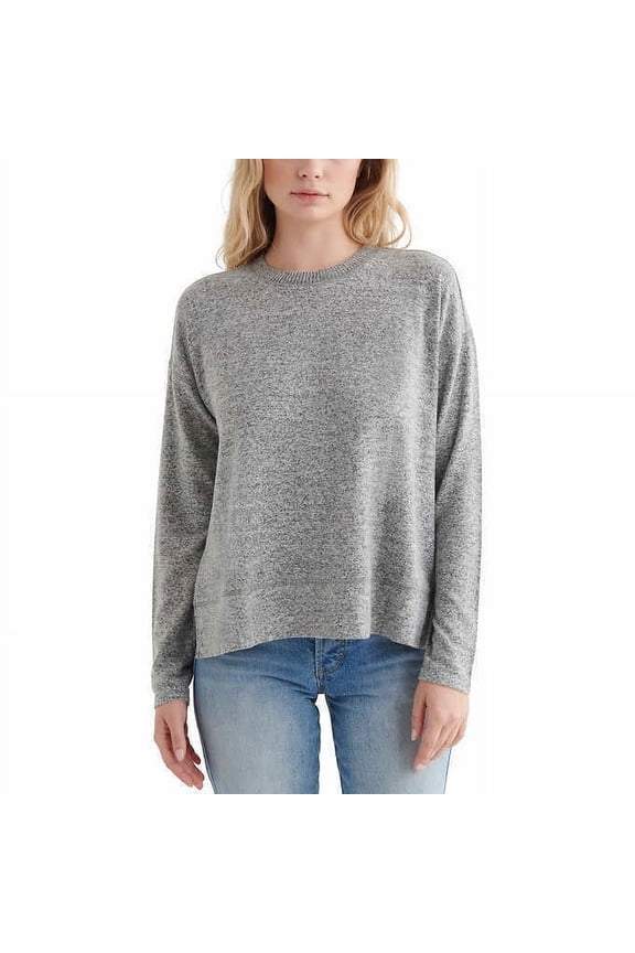 Womens Long Sleeves Cozy Crewneck Sweatshirt,Heather Grey,Small/Petite