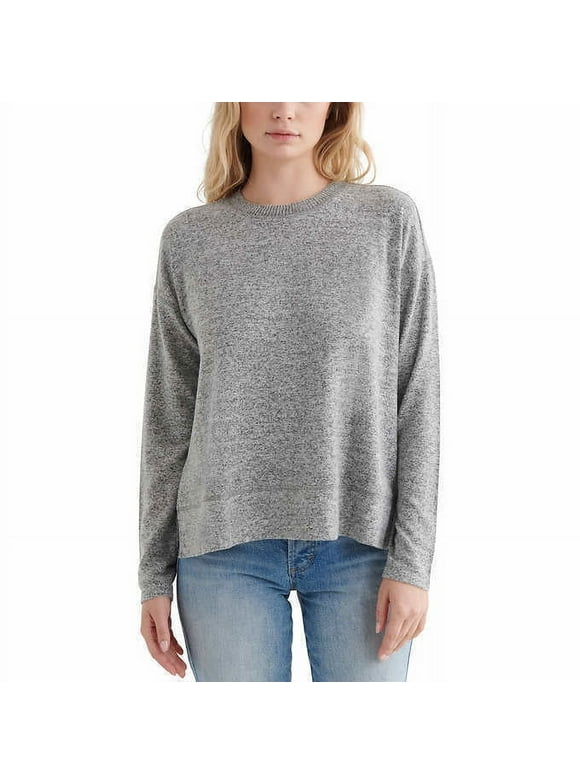 Lucky Brand Womens Long Sleeves Cozy Crewneck Sweatshirt,Heather Grey,Small/Petite