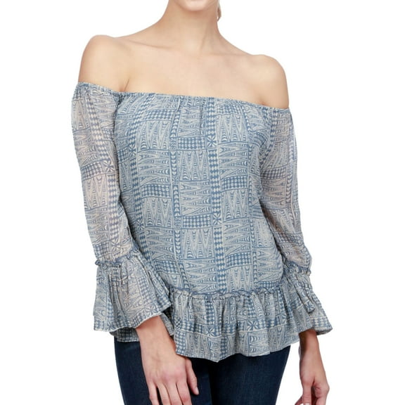 Lucky Brand Womens Maze Knit Blouse, Blue, X-Small