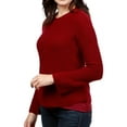 thumbnail image 1 of Lucky Brand Womens Nico Chiffon-Hem Knit Sweater, Red, Large, 1 of 3