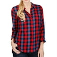 thumbnail image 1 of Lucky Brand Womens Plaid Button Up Shirt, Red, Medium, 1 of 1