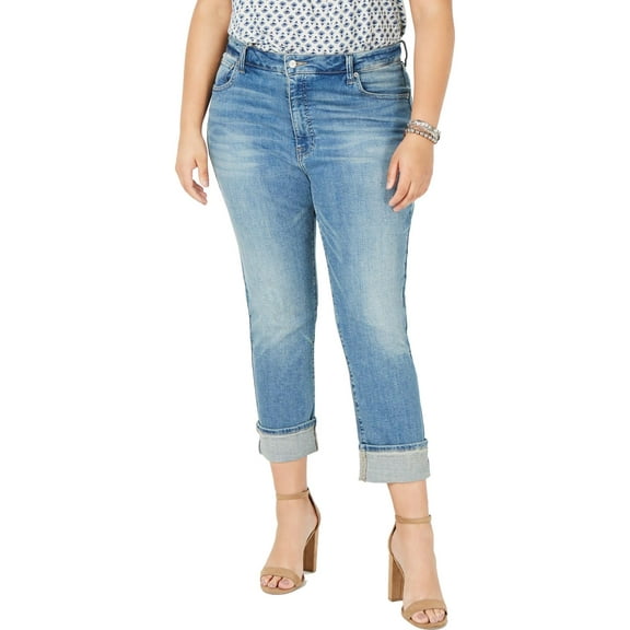 Lucky Brand Womens Plus Emma High Rise Denim Cropped Jeans