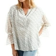 thumbnail image 1 of Lucky Brand Womens Mix Print Peasant Blouse, Off-White, X-Small, 1 of 3