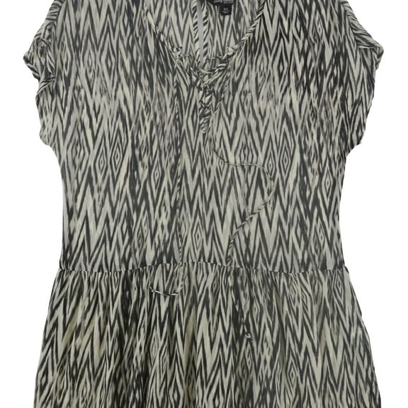 Lucky Brand Womens Printed Peplum Pullover Blouse, Brown, X-Small