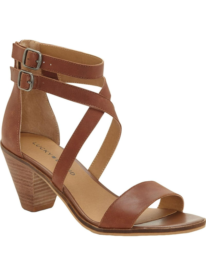 Lucky Brand Womens Ressia Leather Strappy Heel Sandals Brown 10