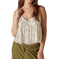 thumbnail image 1 of Lucky Brand Womens Sequin Mini Cami Tank Top, Beige, X-Large, 1 of 1