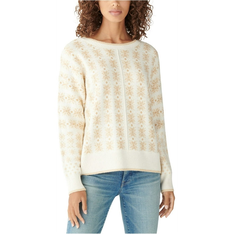 Lucky Brand Womens Snow Flake Pullover Sweater, Off-White, Large 
